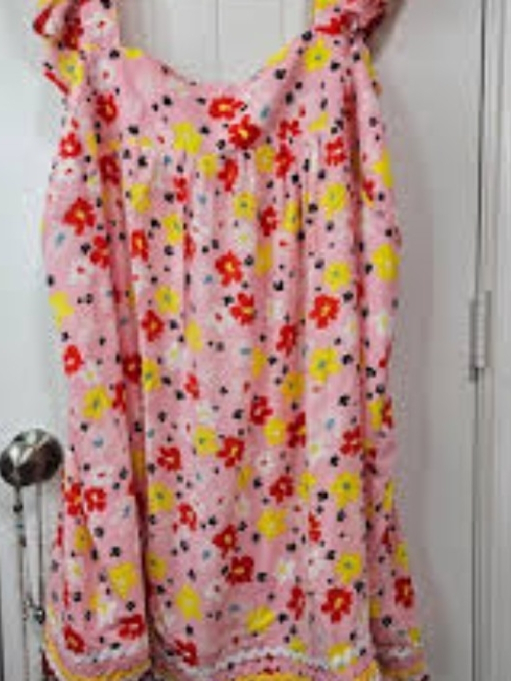 Emily Wonder Pink Floral Ruffle Strap Dress Size Medium